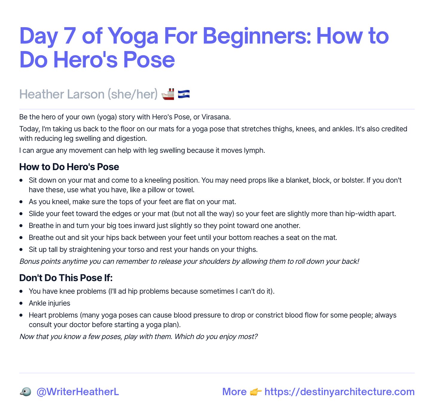 Day 7 of Yoga For Beginners: How to Do Hero's Pose