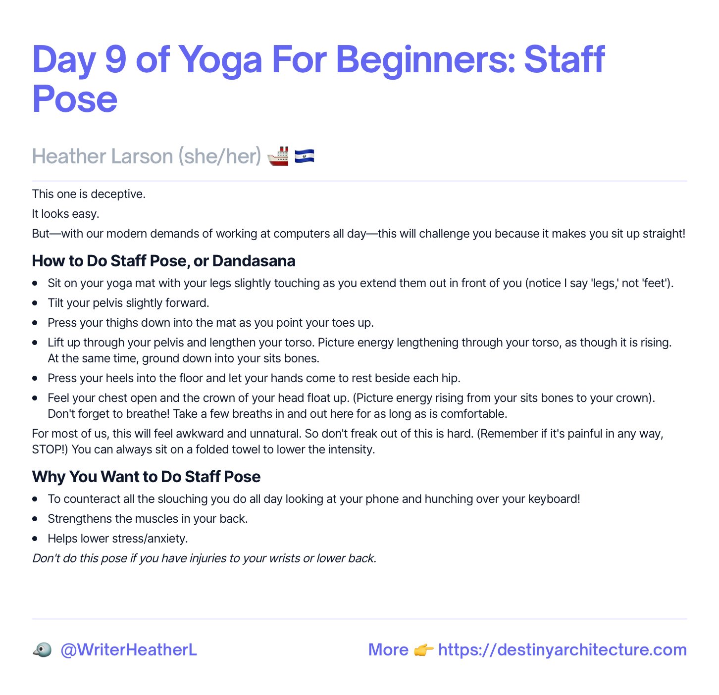 Day 9 of Yoga For Beginners: Staff Pose