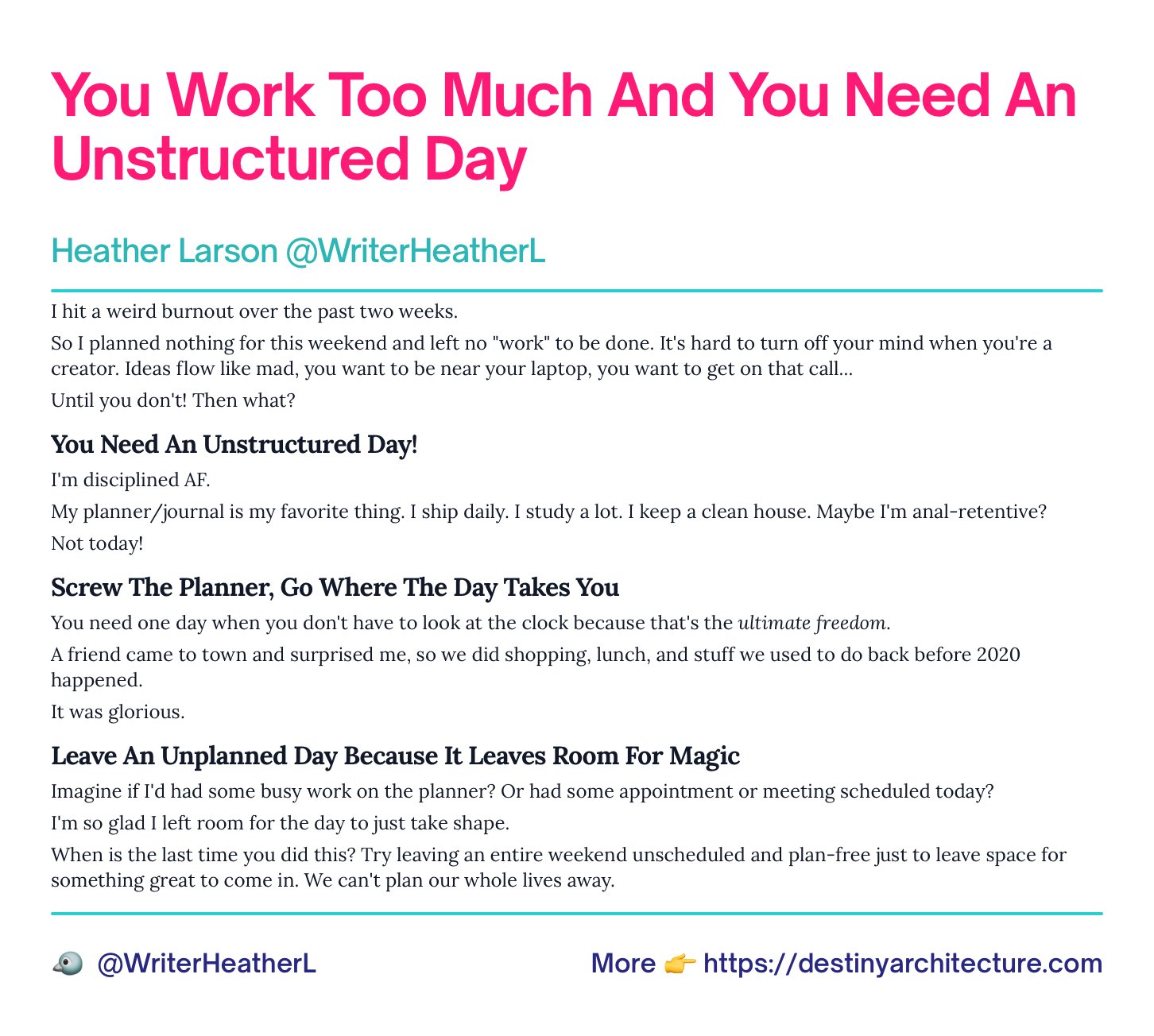 You Don't Need To Plan Every Day To Death